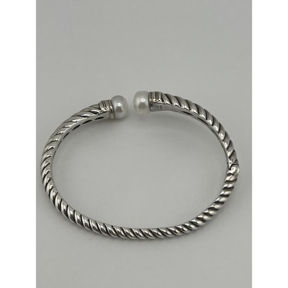 EFFY Sterling Silver 18k Yellow Gold Twisted Pearl Hinged Cuff Bracelet - Picture 12 of 16